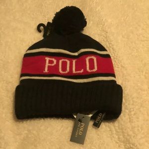 Men Polo Ralph Lauren Beanie Skull Cap Navy Red